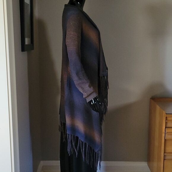 Long waterfall front cardigan coat length sweater. M/L - Picture 2 of 6